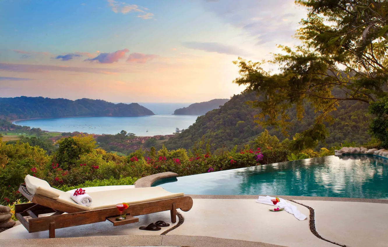 Photo wallpaper sea, view, pool, luxury villa, Costa Rica