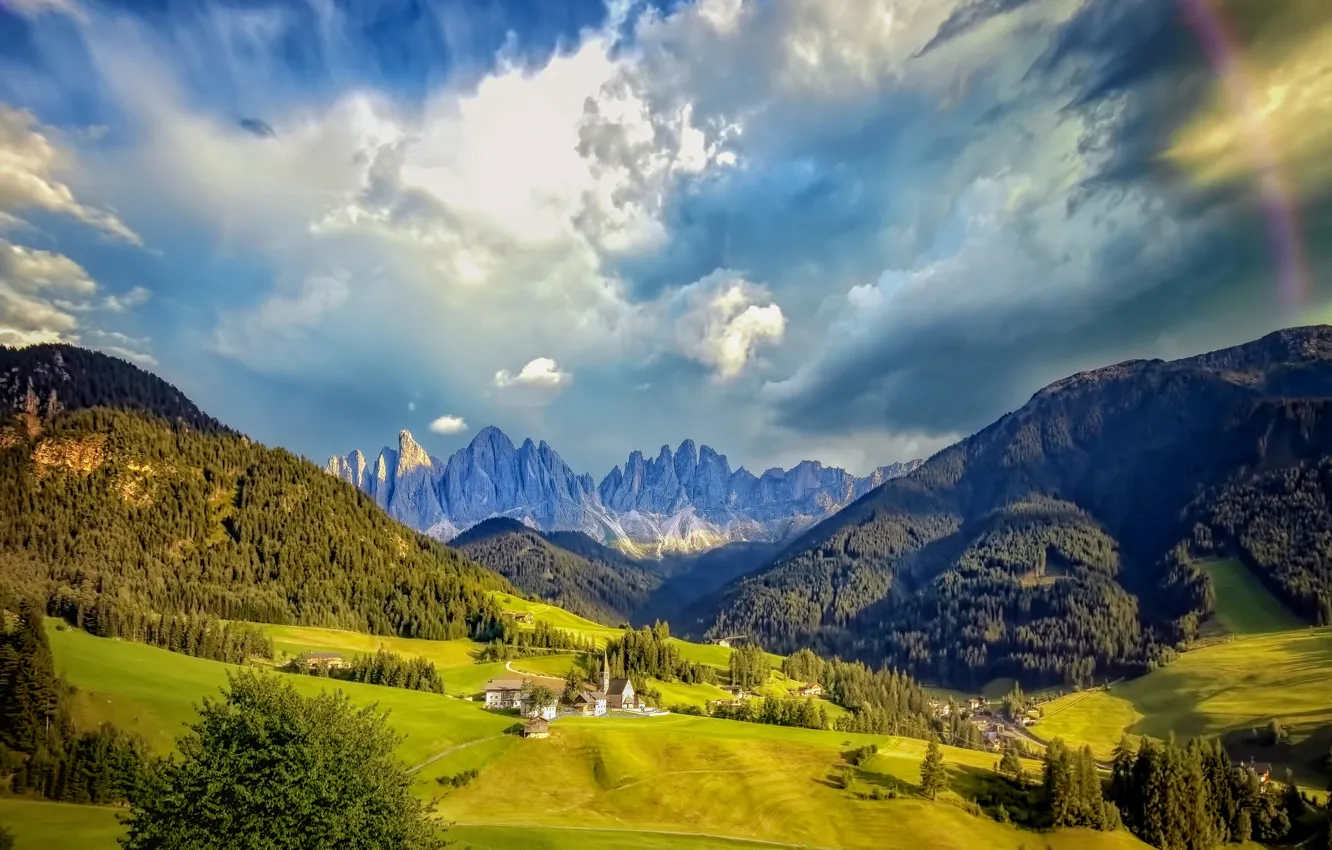 Photo wallpaper mountains, valley, Italy, The Dolomites