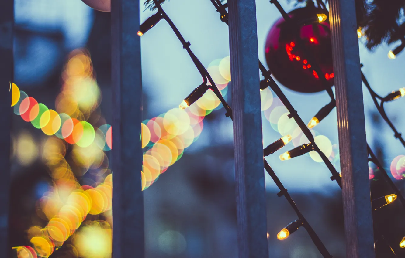 Photo wallpaper lights, comfort, new year, garland