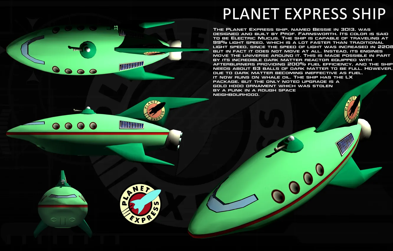 Photo wallpaper Futurama, ship, planet express
