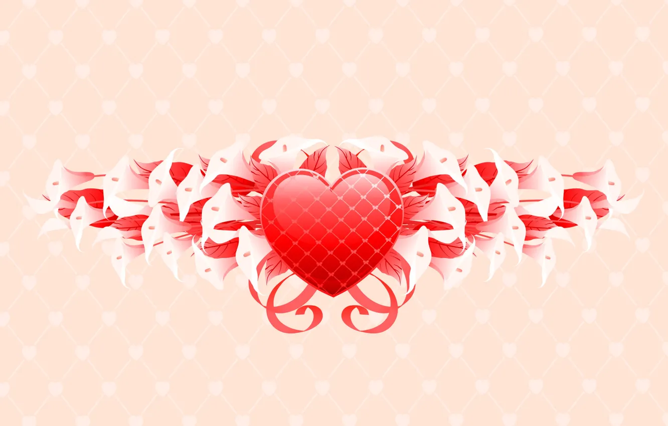 Photo wallpaper love, flowers, red, pink, heart, love, Valentine's day, white flowers