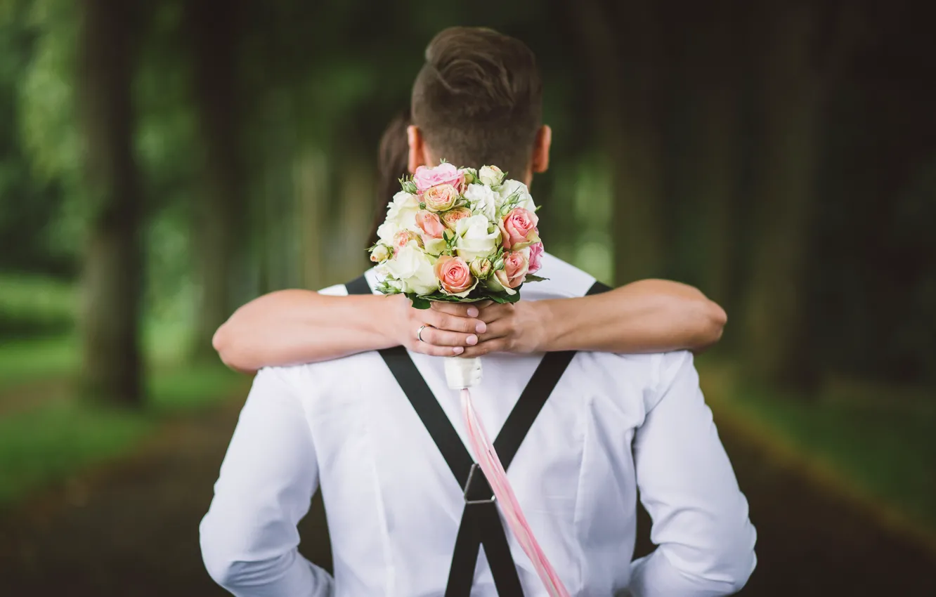 Photo wallpaper bouquet, hands, wedding, wedding
