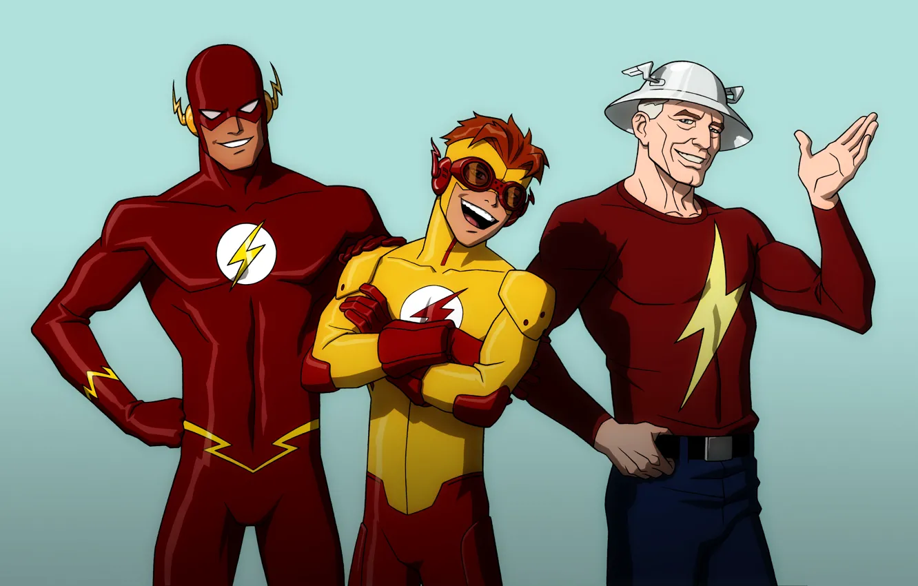 Photo wallpaper Comics, The Flash, Barry Allen, The Flash Family, Jay Garrick, Wally West, kid flash