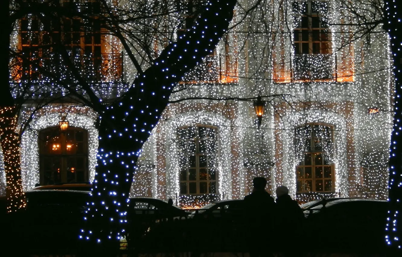 Photo wallpaper winter, the city, lights, background, widescreen, Wallpaper, new year, home