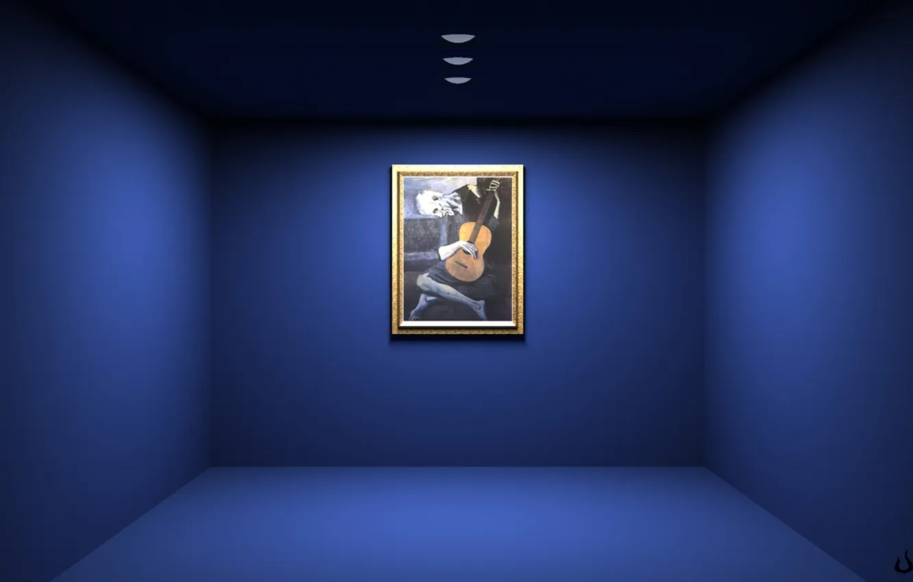 Photo wallpaper wall, blue, drawing