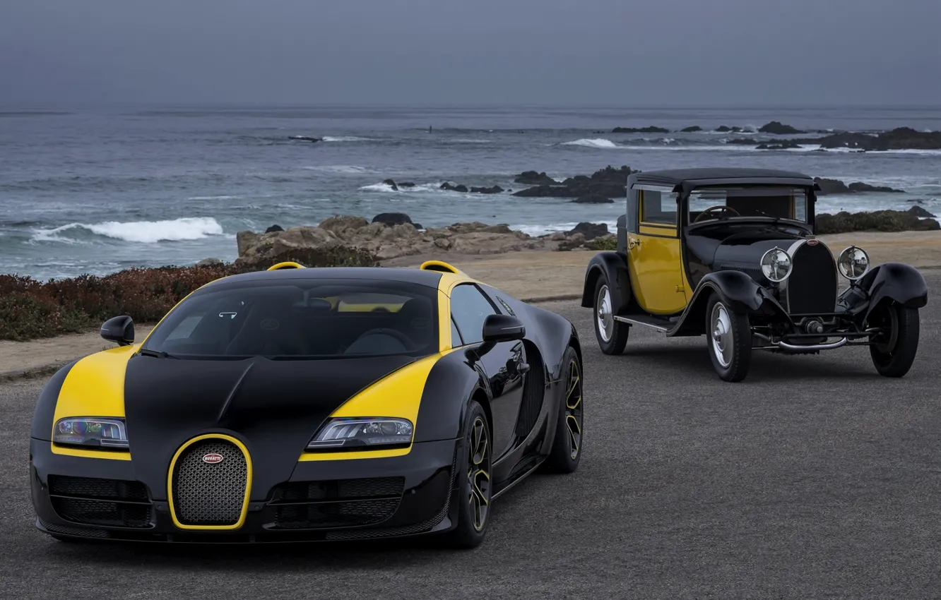 Photo wallpaper Bugatti, Veyron, on the shore, 2014, Veyron Grand Sport Roadster Vitesse One Of One