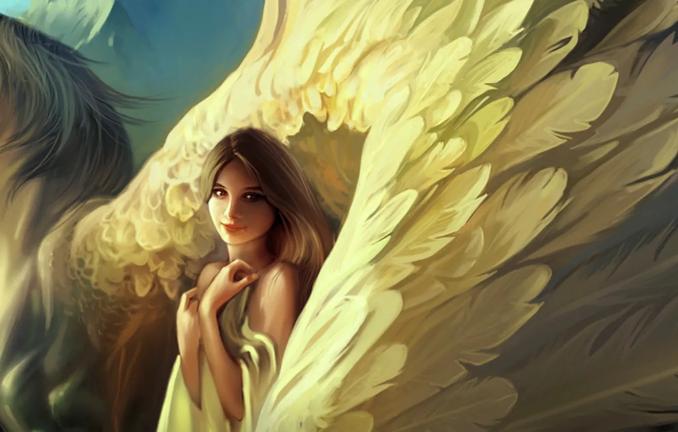 Photo wallpaper girl, horse, figure, art