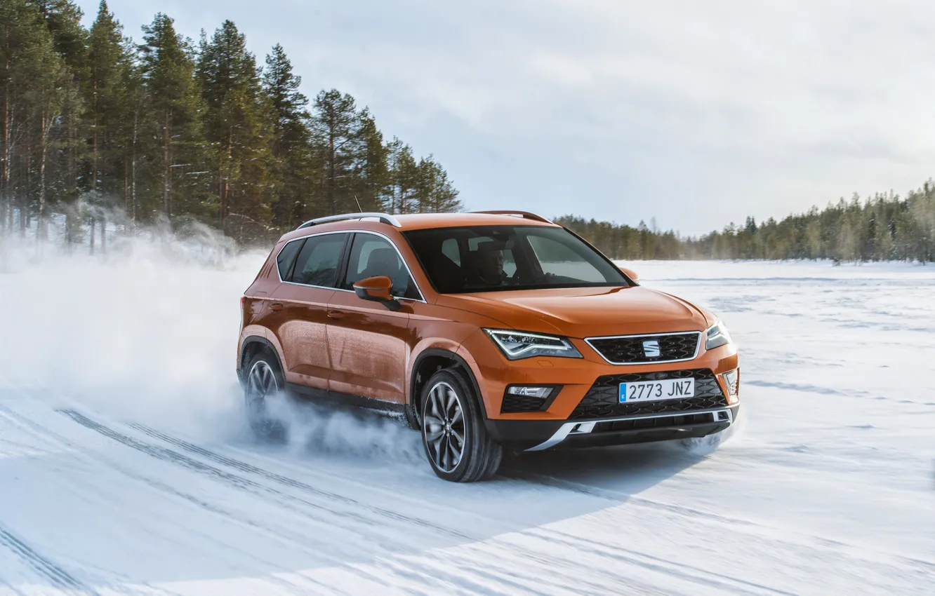 Photo wallpaper winter, snow, SUV, Seat, 2017, 4Drive, Ateca