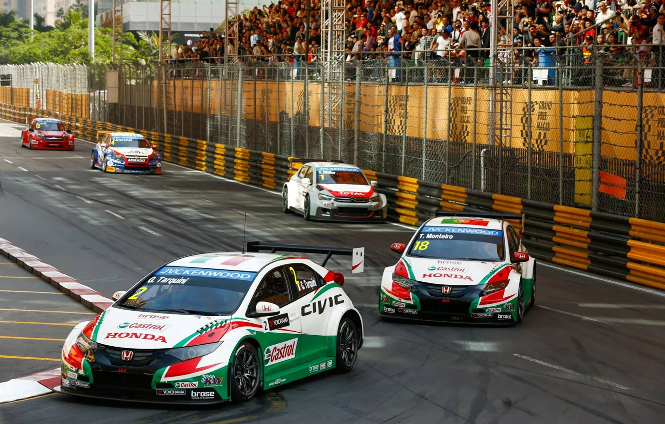 Photo wallpaper Chevrolet, Citroen, Honda, Lada, race, Civic, WTCC, Macau