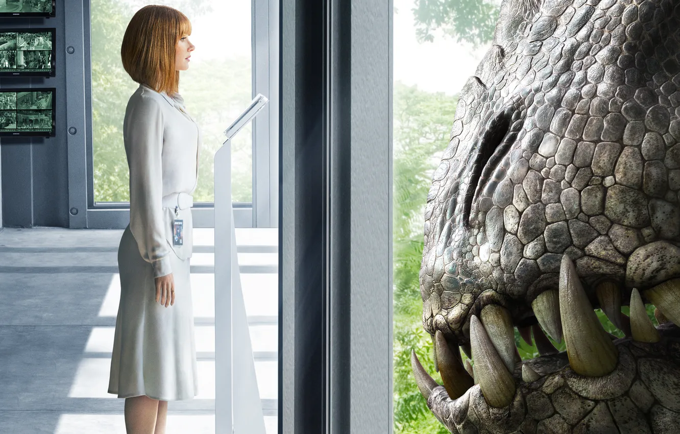 Photo wallpaper women, head, teeth, Jurassic World