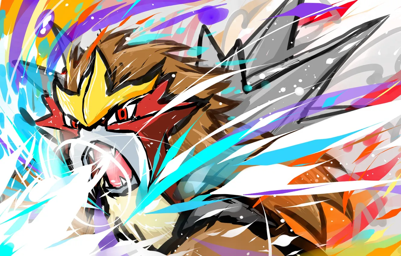 Photo wallpaper fire, games, anime, pokemon, Entei