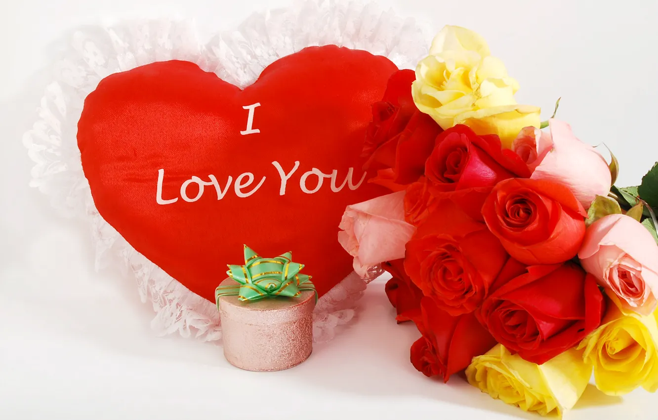 Photo wallpaper photo, Flowers, Heart, Roses, Valentine's day, Holidays, Gifts