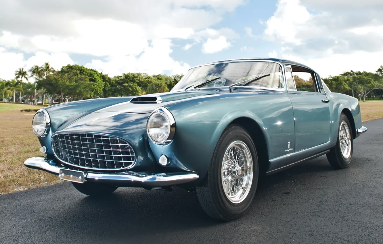 Wallpaper the sky, clouds, trees, coupe, Ferrari, Ferrari, classic ...