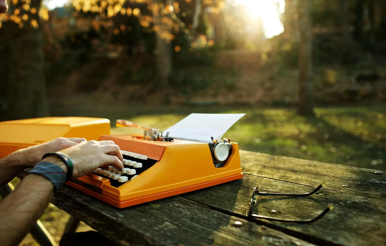 Photo wallpaper the sun, rays, light, nature, photo, mood, Wallpaper, typewriter
