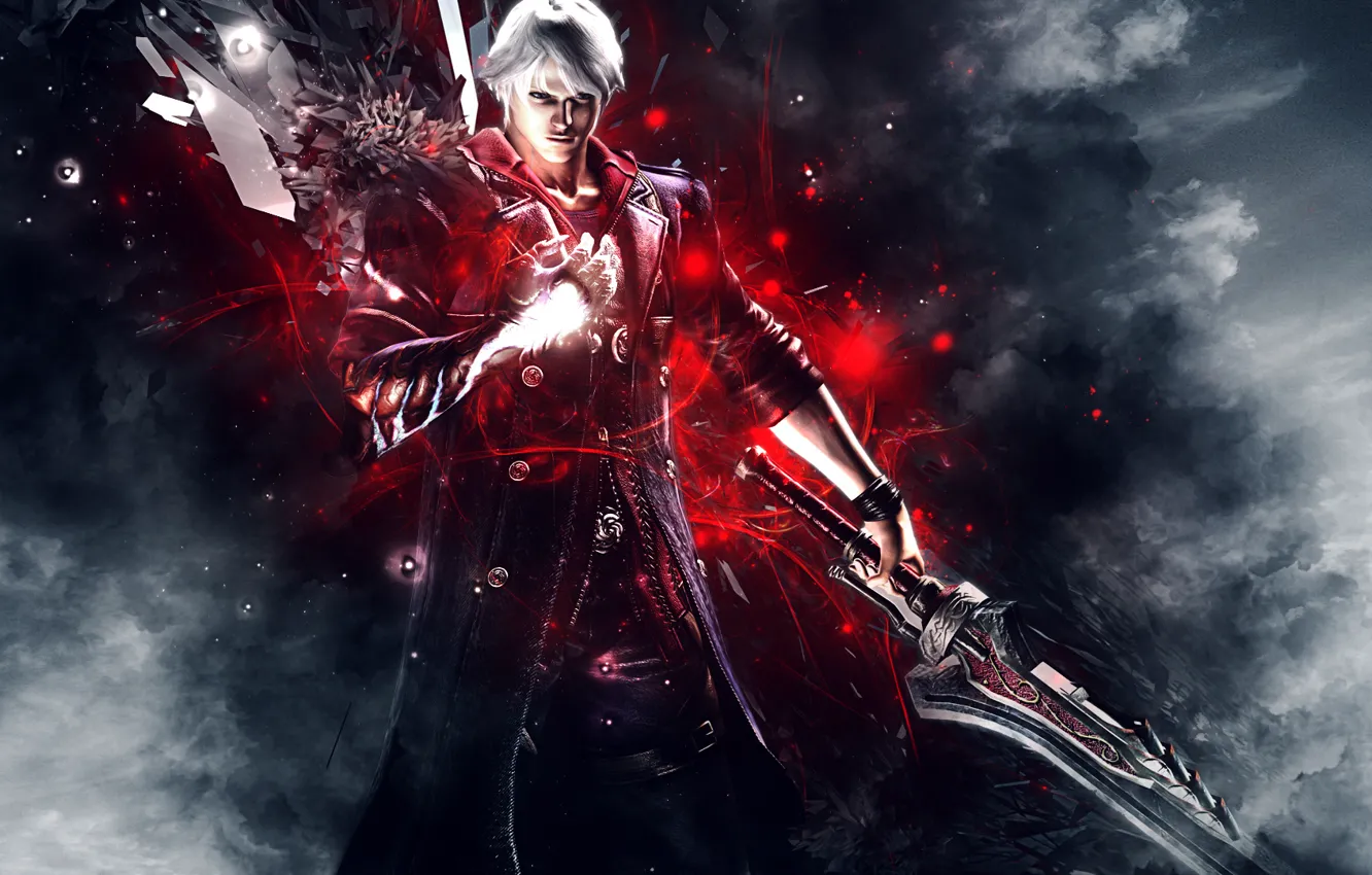 Photo wallpaper abstract, sword, DMC, background, DMC 4, Capcom, Devil may cry 4, Nero
