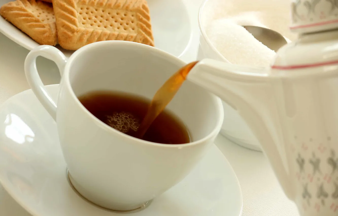 Photo wallpaper tea, cookies, good morning