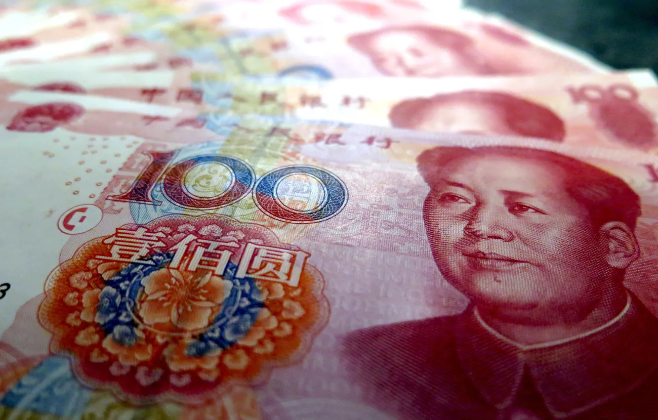 Photo wallpaper China, Money, Currency, Banknotes, Yuan, 100 Yuan, Asian, Mao Zedong