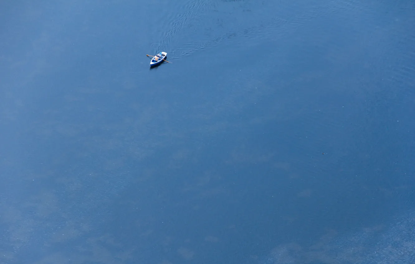 Photo wallpaper water, boat, minimalism