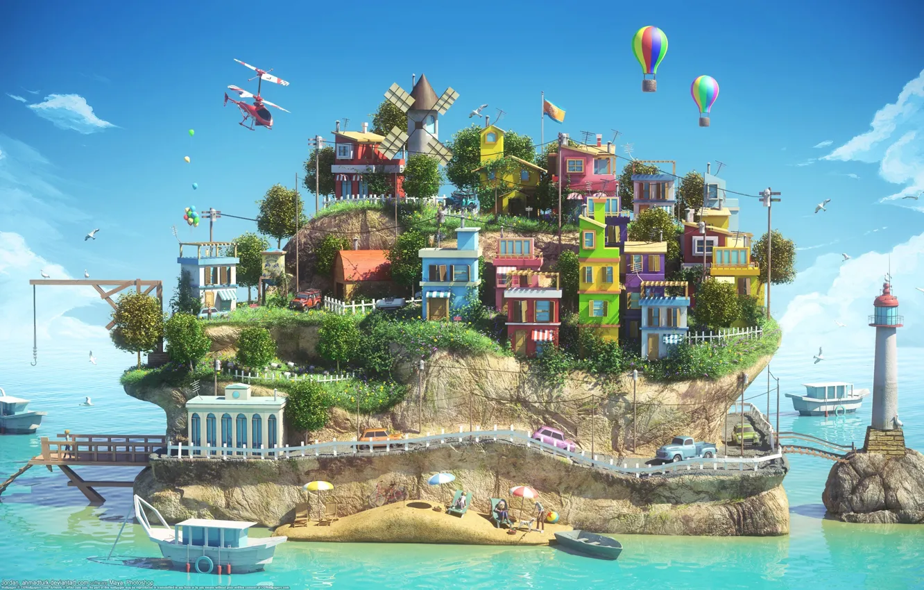 Photo wallpaper art, island, deviantart