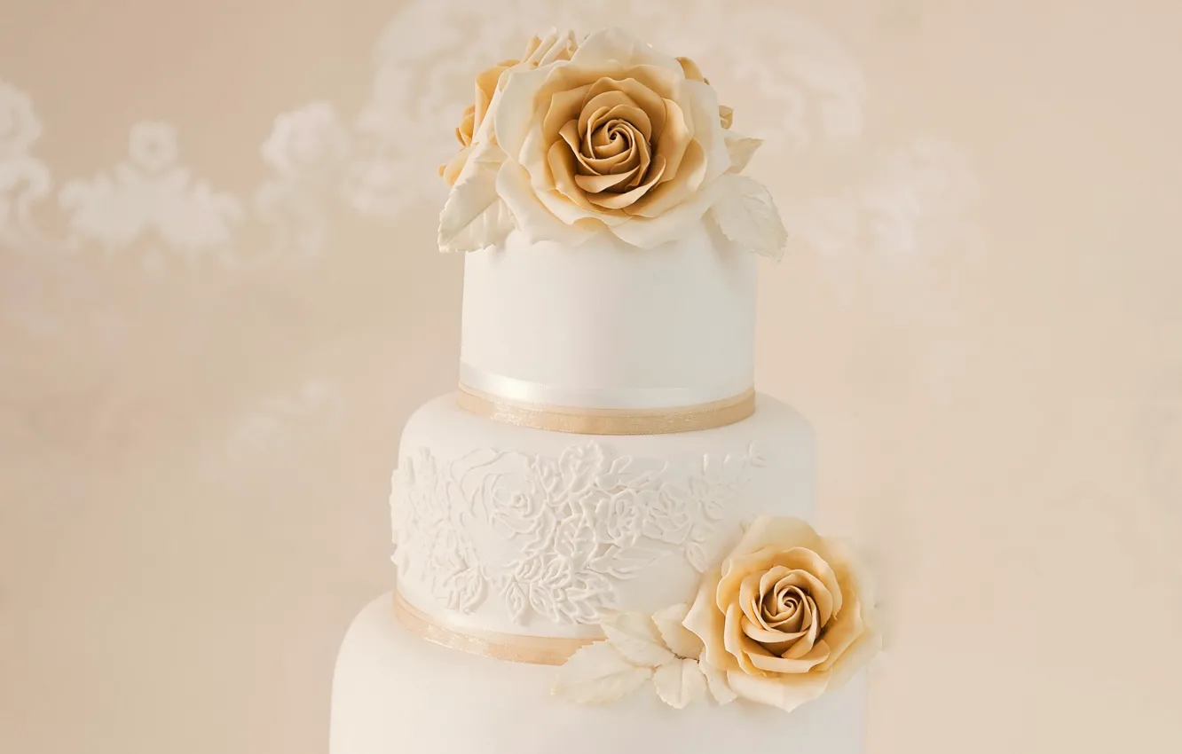 Photo wallpaper cream, wedding, wedding cake, multi-storey cake, decoration flowers