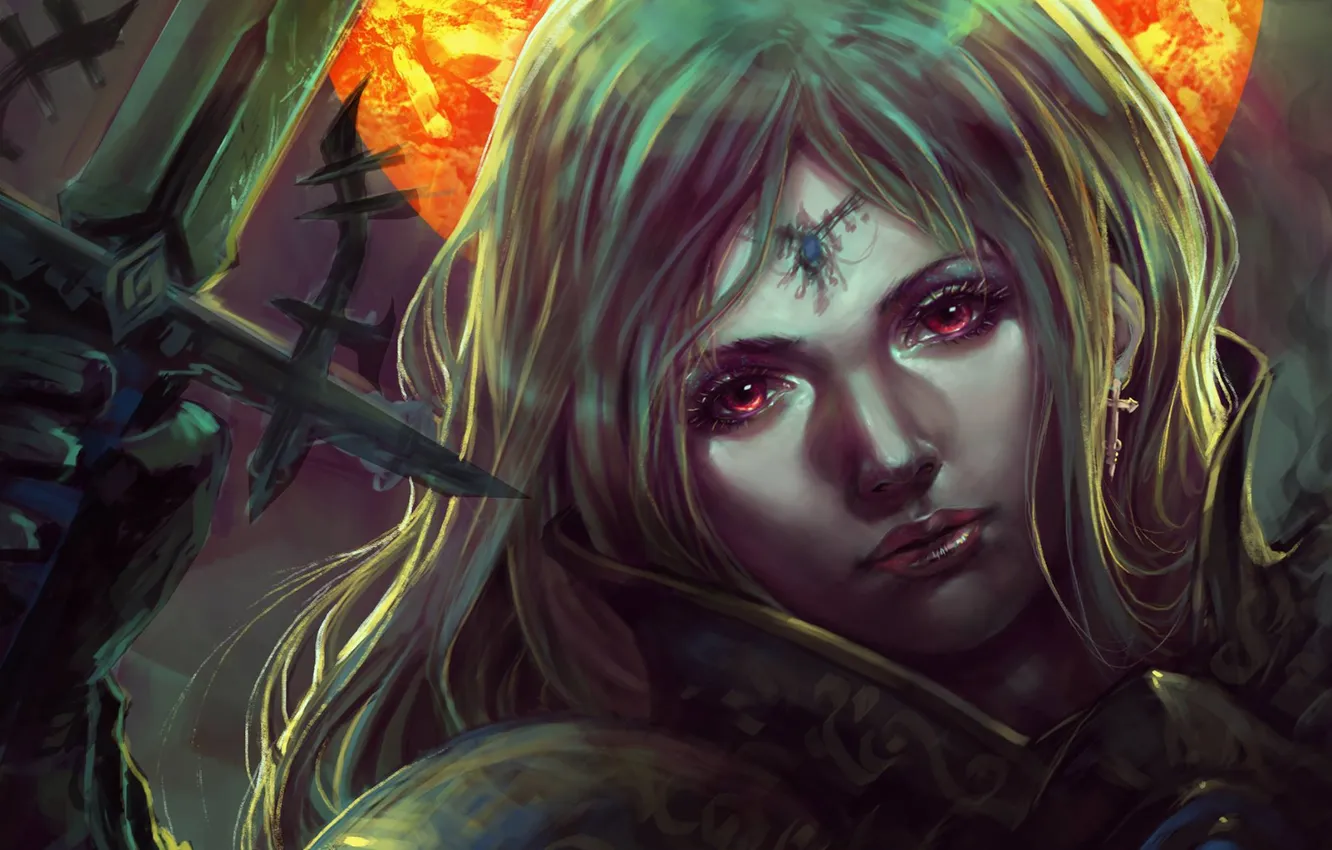 Photo wallpaper look, girl, face, art