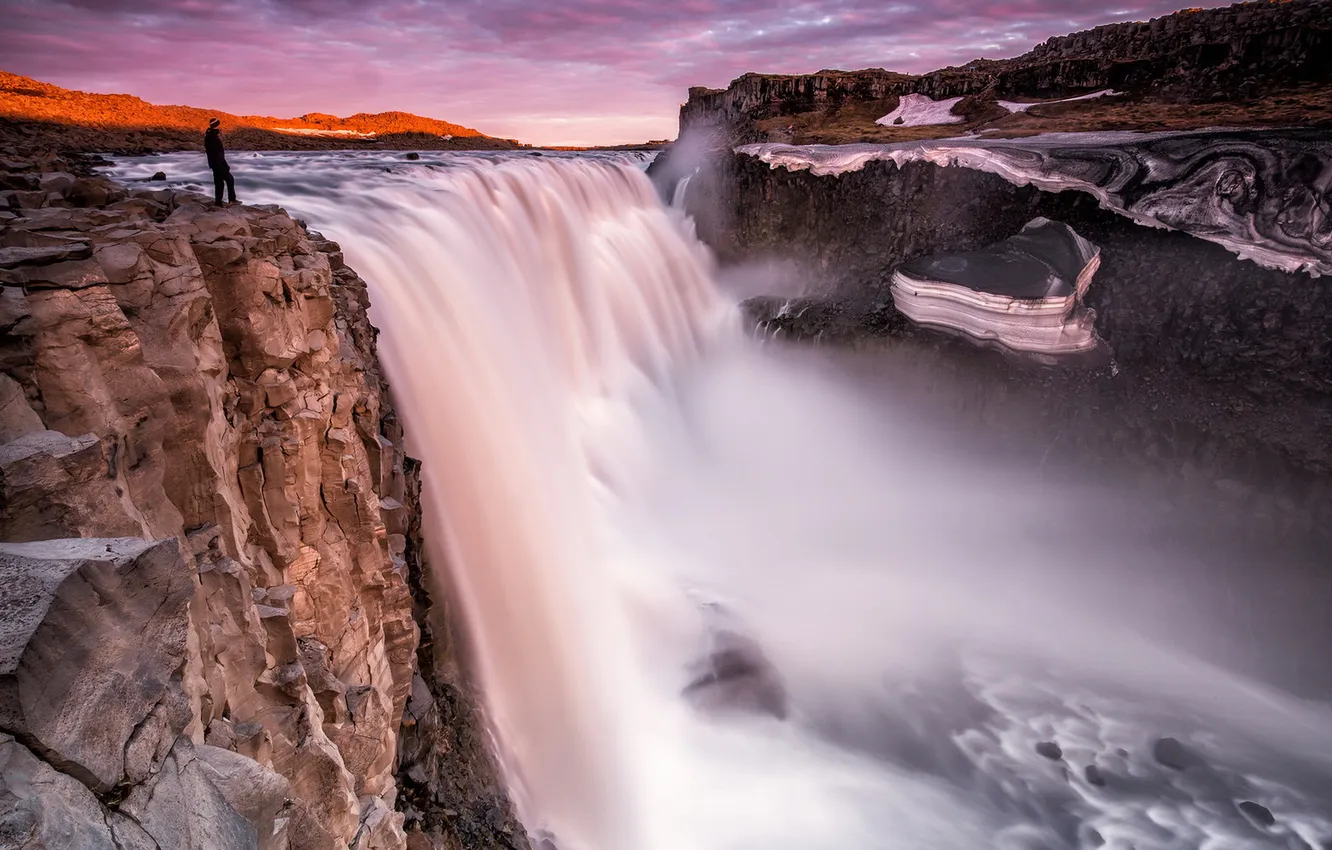 Photo wallpaper waterfall, Iceland, Dettifoss