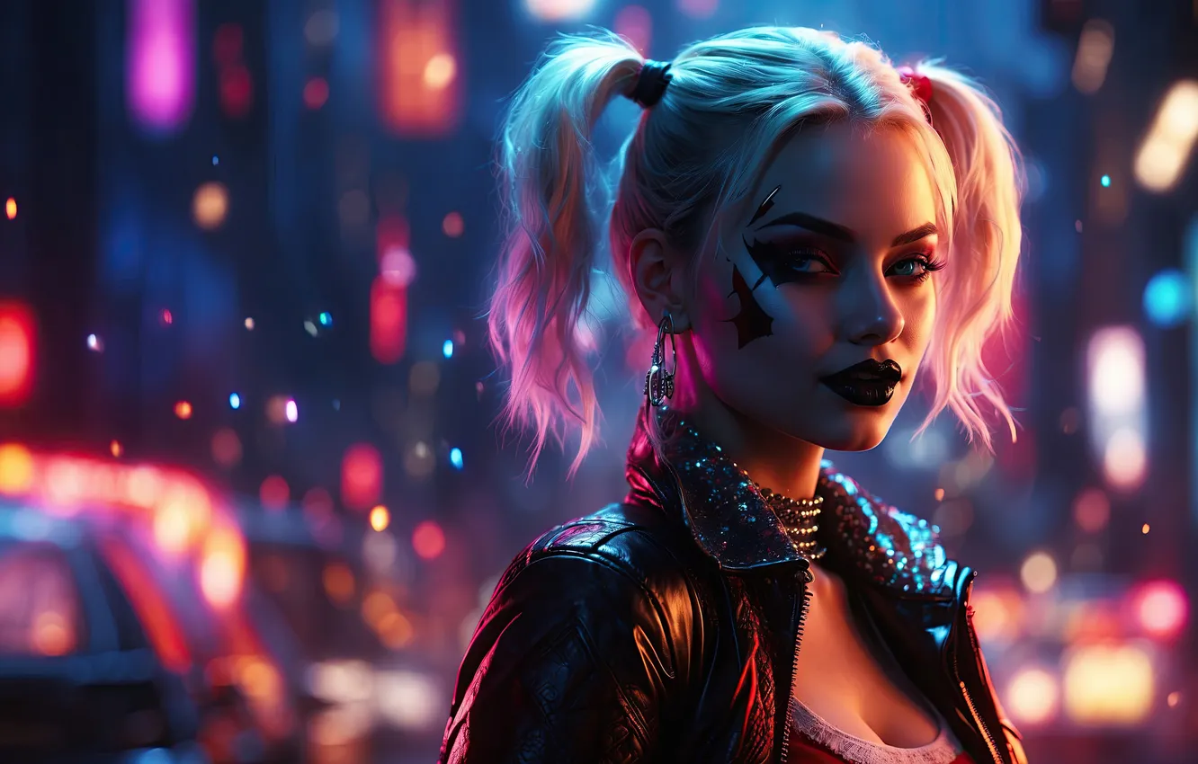 Photo wallpaper Harley Quinn, sassy, AI Art