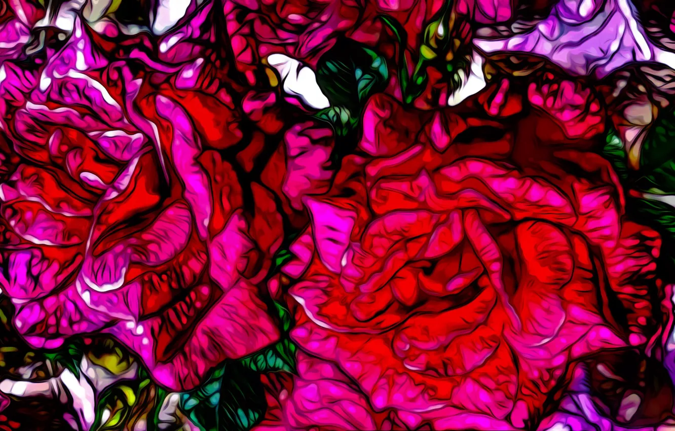 Photo wallpaper fractalius, Graphics, Rose, Flower