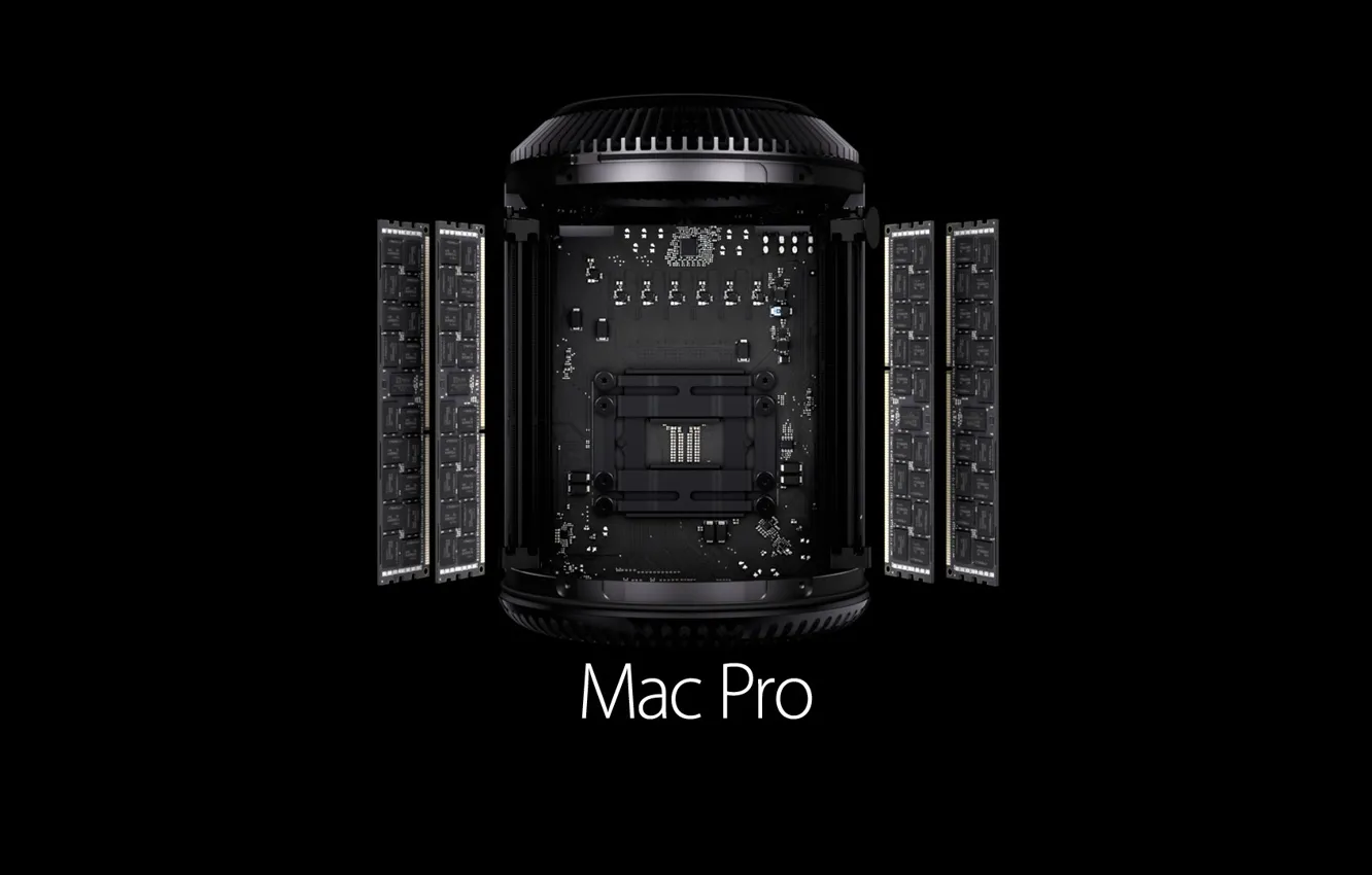 Photo wallpaper black, apple, mac, Mac Pro