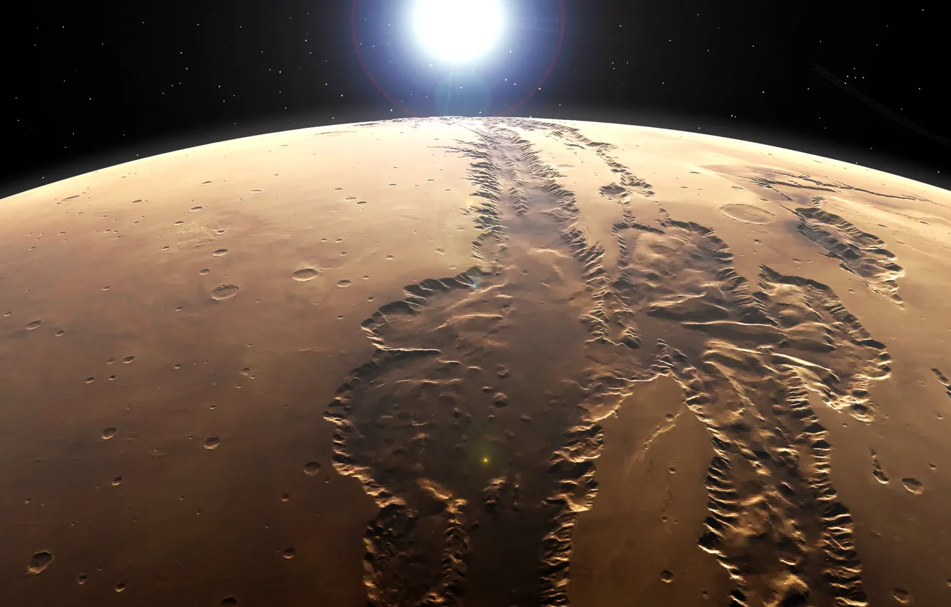 Photo wallpaper surface, Mars, a system of canyons, Valles Marineris