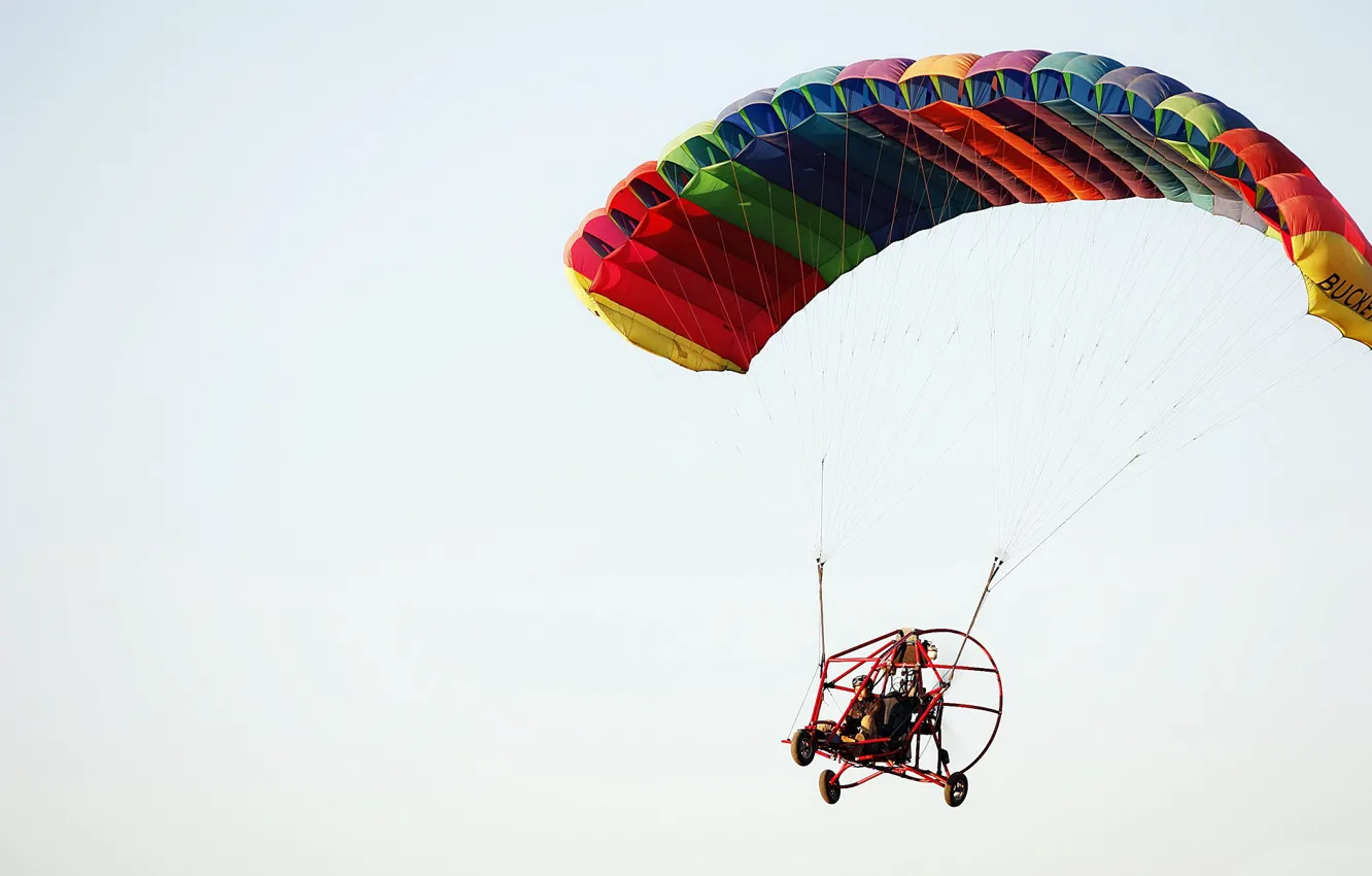 Photo wallpaper the sky, flight, engine, wings, screw, parachute, GLIDER