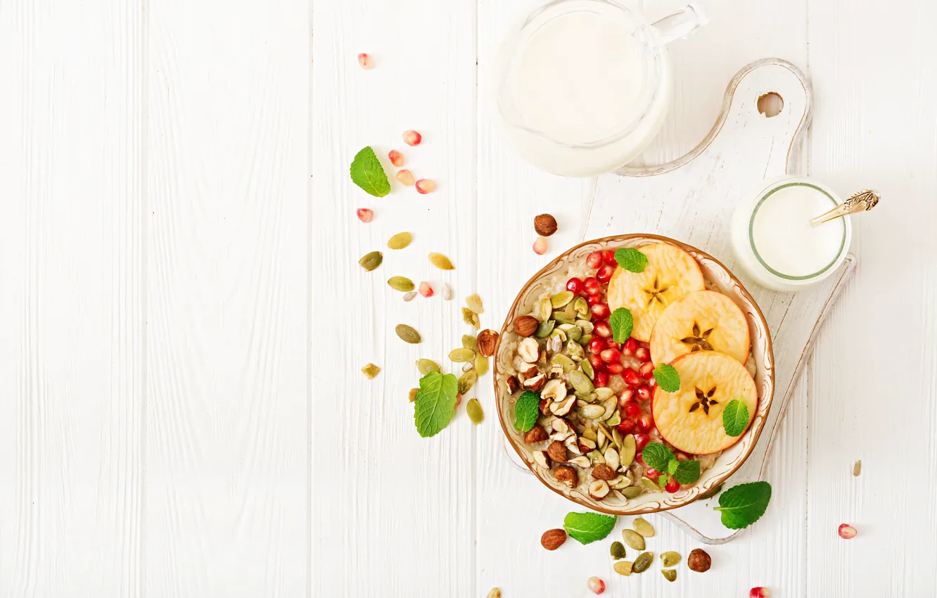 Photo wallpaper berries, Breakfast, yogurt, oatmeal, Timolina