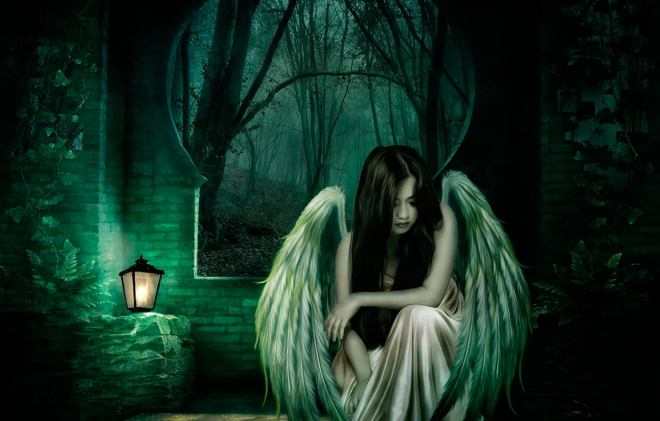 Photo wallpaper girl, wings, angel