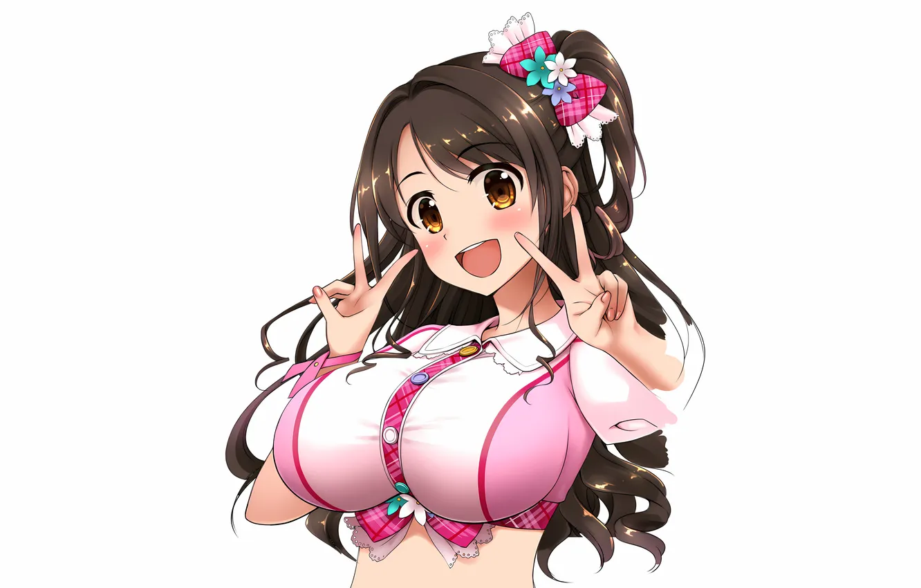 Photo wallpaper girl, sexy, long hair, boobs, sexy girl, anime, beautiful, pretty