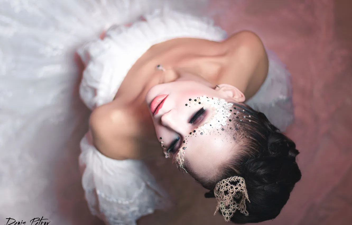 Photo wallpaper girl, photo, model, makeup, dress, brunette, girl, ballerina