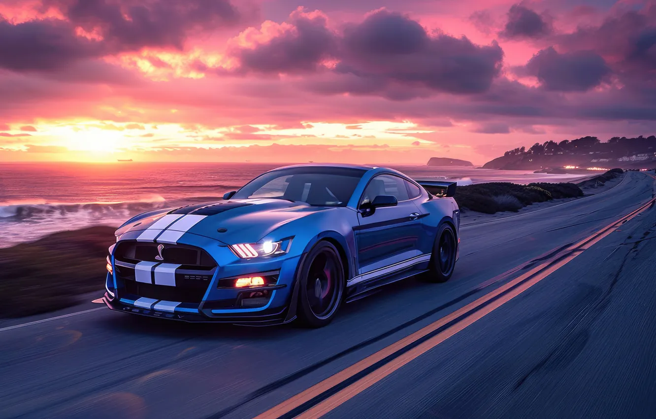 Photo wallpaper mustang, ford, muscle, motion
