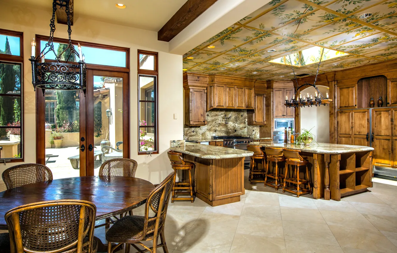 Photo wallpaper design, style, Villa, interior, kitchen, ranch