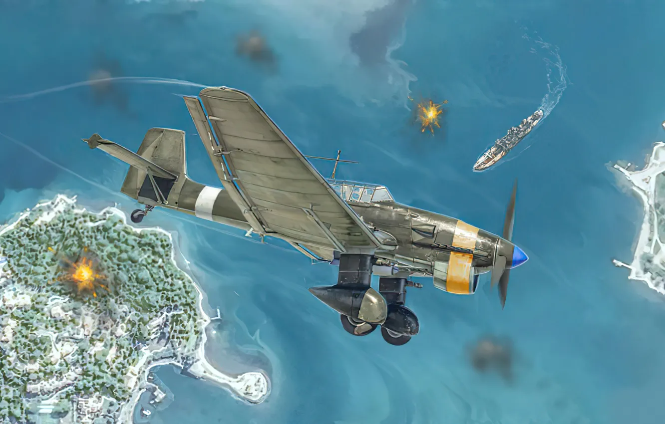 Photo wallpaper art, airplane, aviation, WW2, JU-87 Stuka