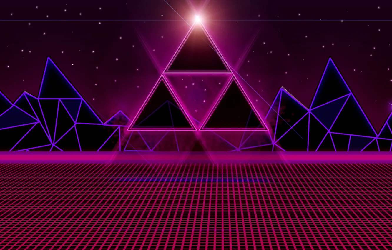 Photo wallpaper Music, Stars, Space, Background, Triangle, Synthpop, Synth, Retrowave