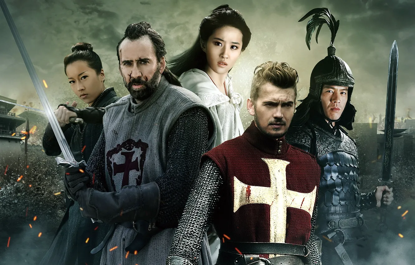 Photo wallpaper weapons, sword, armor, China, Nicolas Cage, knight, the middle ages, Hayden Christensen