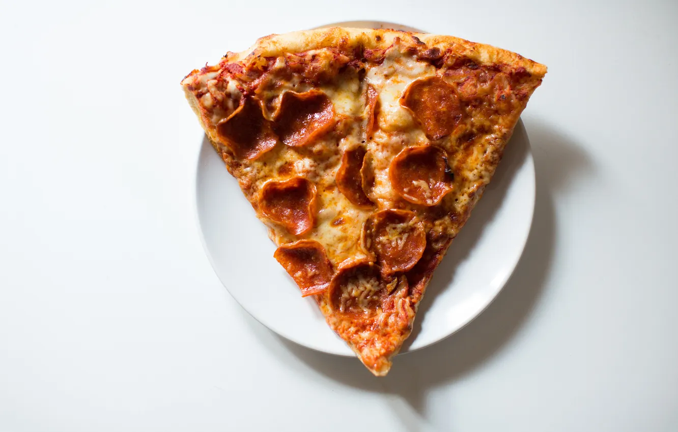 Photo wallpaper cheese, pizza, sausage, piece, piece