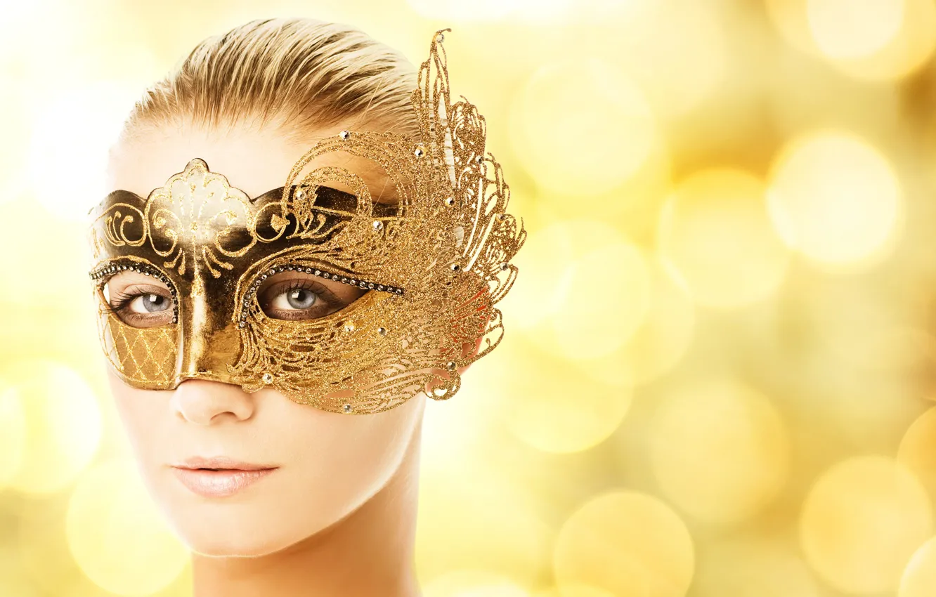 Photo wallpaper girl, portrait, mask