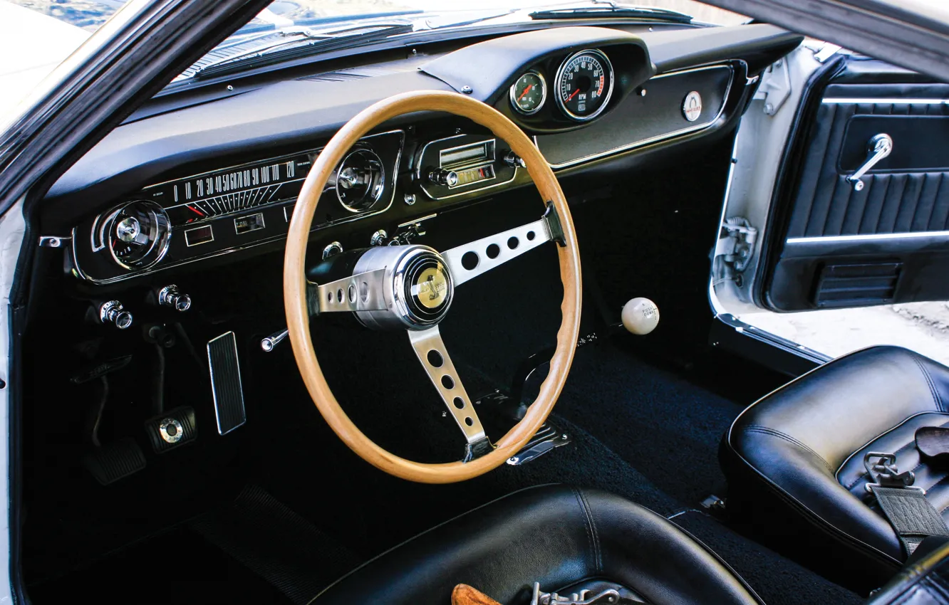 Photo wallpaper Mustang, Ford, Ford Mustang Shelby GT350, steering wheel, torpedo