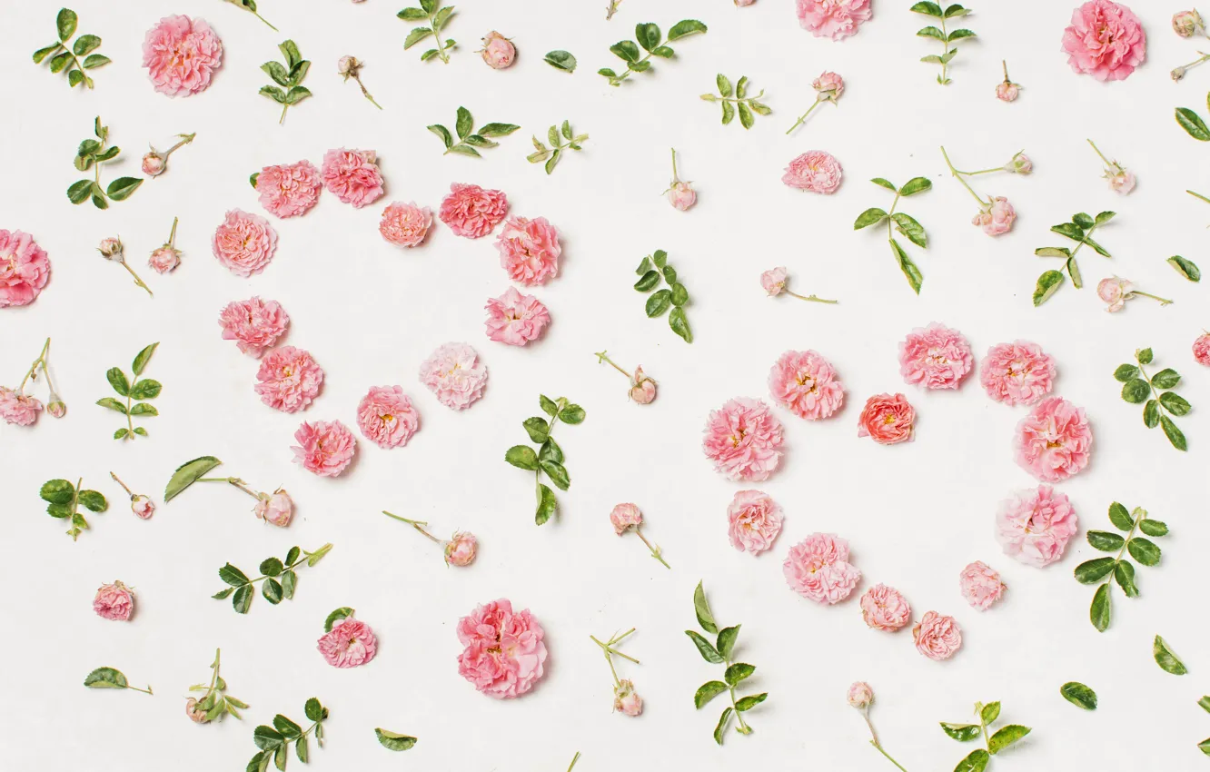 Photo wallpaper love, flowers, heart, petals, love, heart, pink, flowers