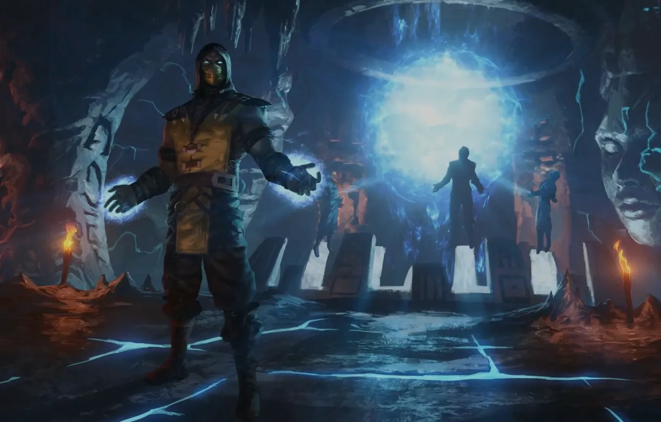 Photo wallpaper Scorpion, ninja, Mortal Kombat X, Mortal Kombat 10