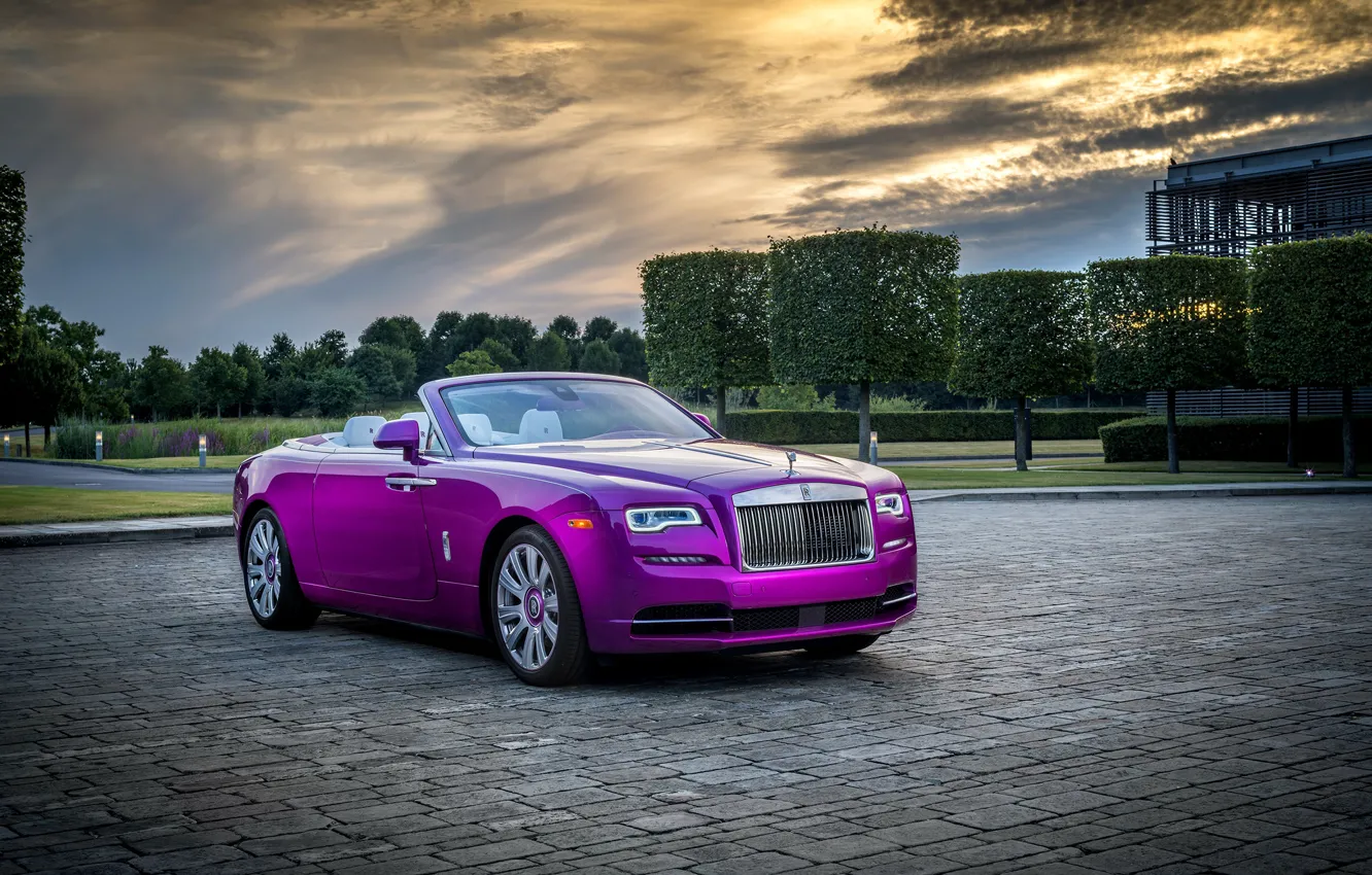 Photo wallpaper auto, the sky, trees, the evening, Rolls-Royce, Cabriolet, chic, Luxury