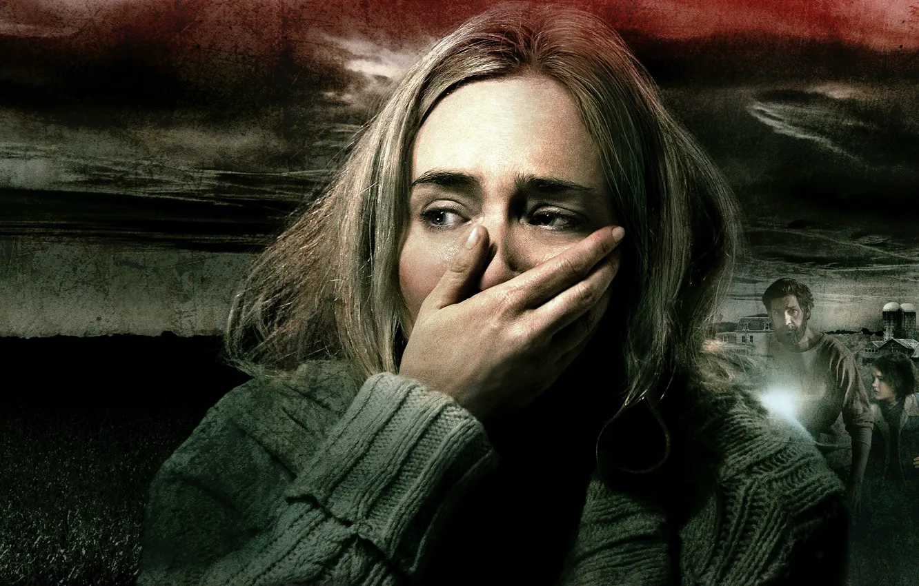 Photo wallpaper Thriller, poster, Emily Blunt, Emily Blunt, horror, John Krasinski, John Krasinski, A Quiet Place