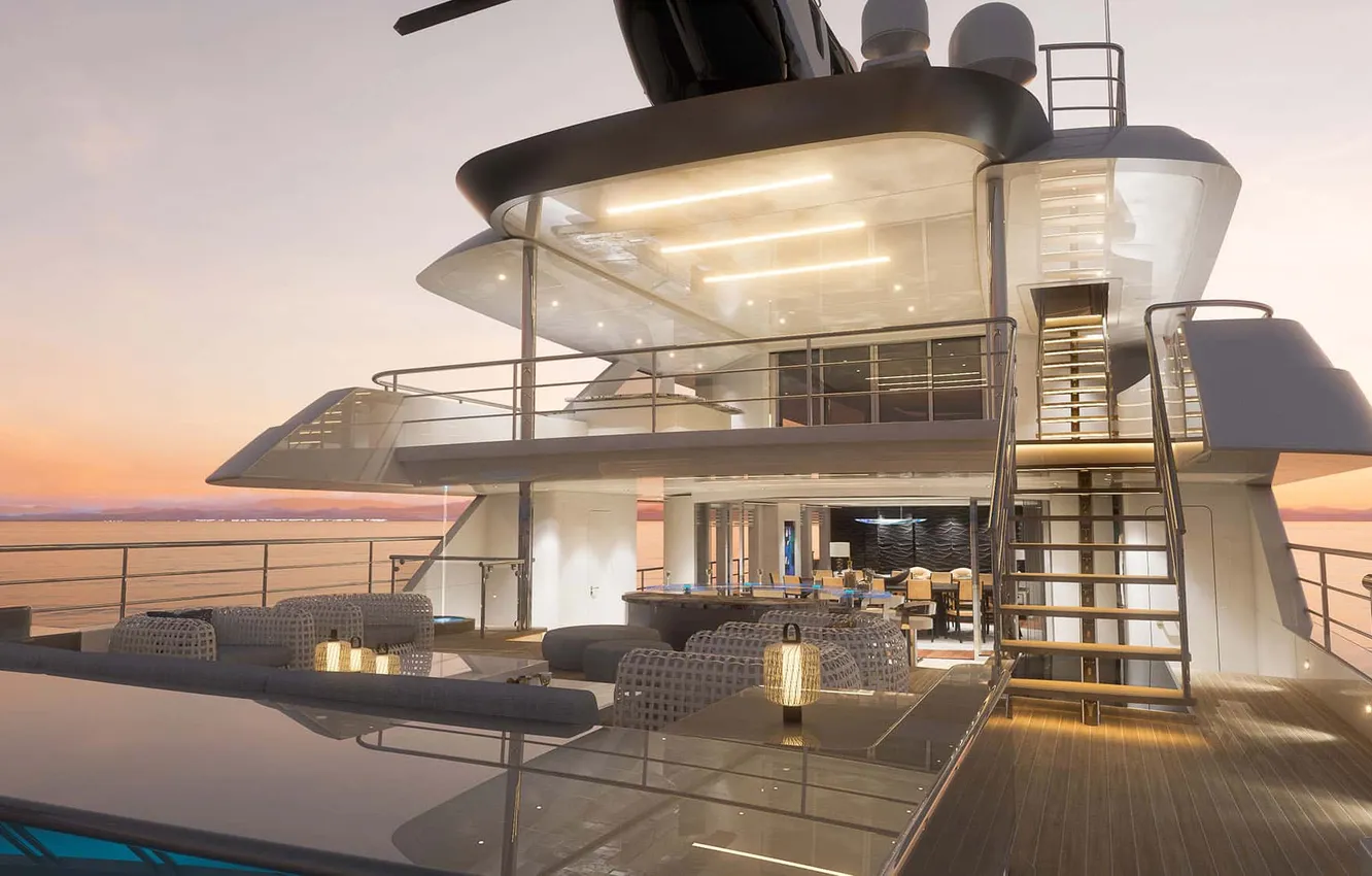 Photo wallpaper sea, superyacht, Main Deck, main deck, Superyacht, Western Port 52M, W172 profile, three-deck motor yacht