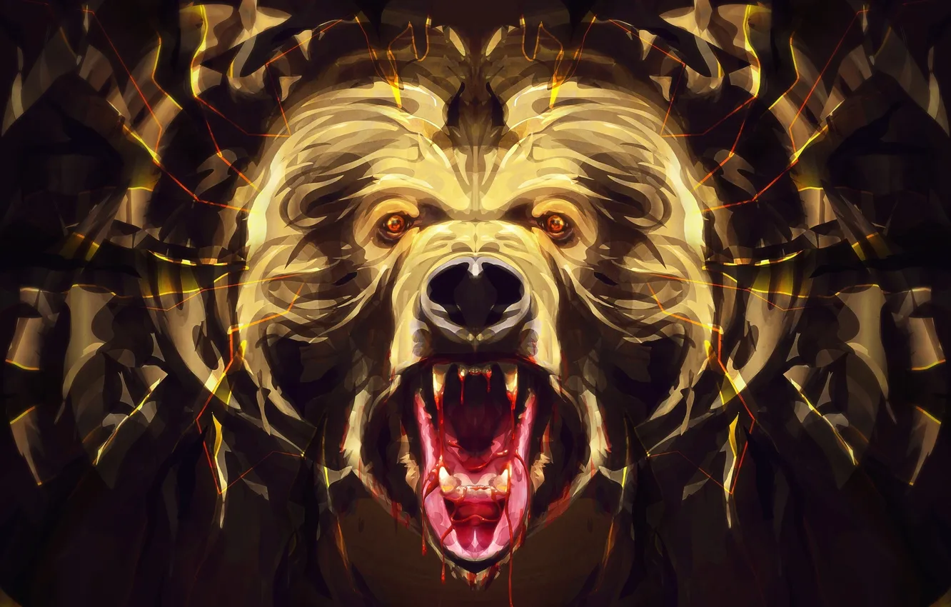 Photo wallpaper blood, figure, bear, desktopography