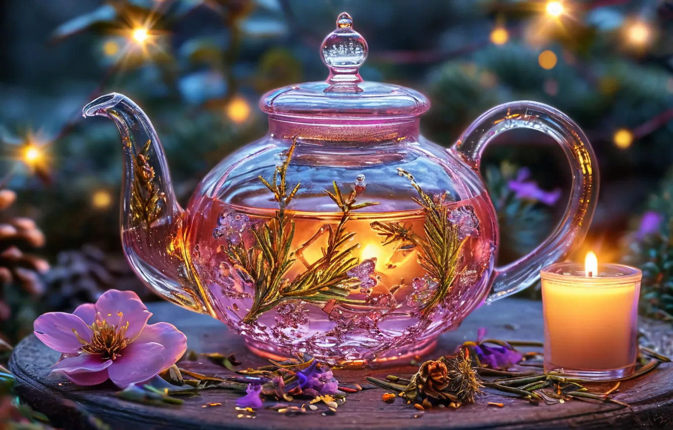 Photo wallpaper tea, kettle, AI ART, neural network